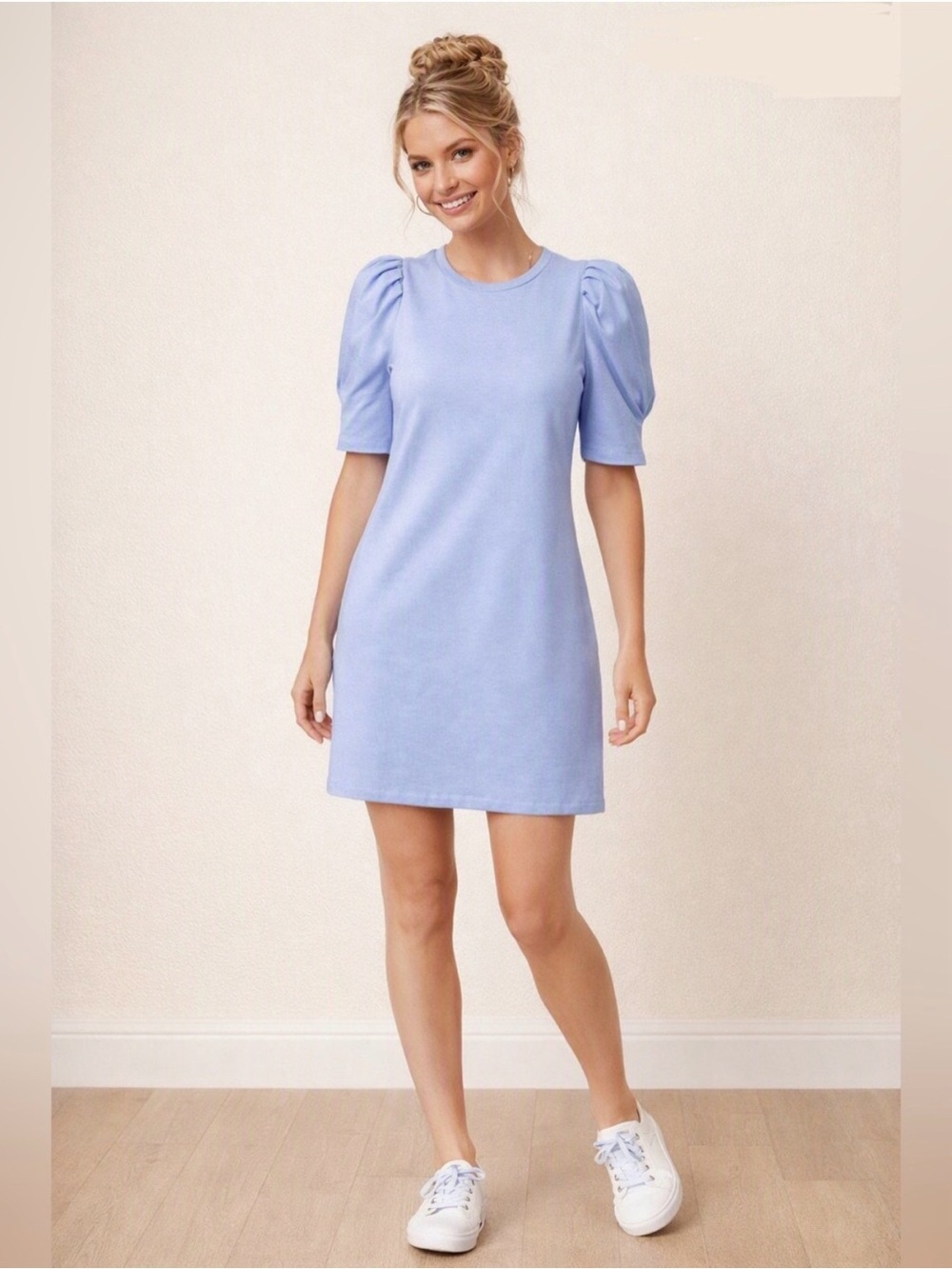 Tuckernuck Pomander Place Stella Puff Sleeve T Shirt Dress Women’s Size M Blue